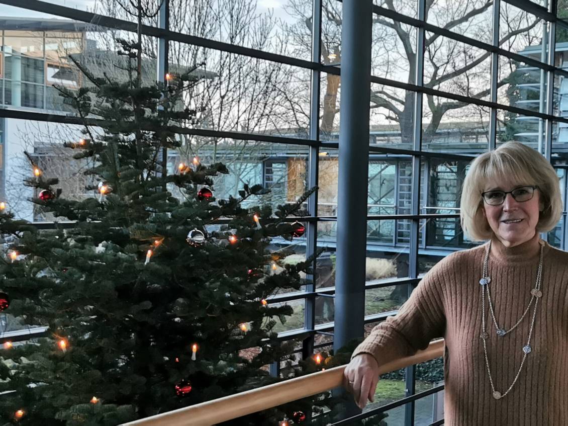 Das Foto zeigt eine Person im Foyer des Kreishauses.